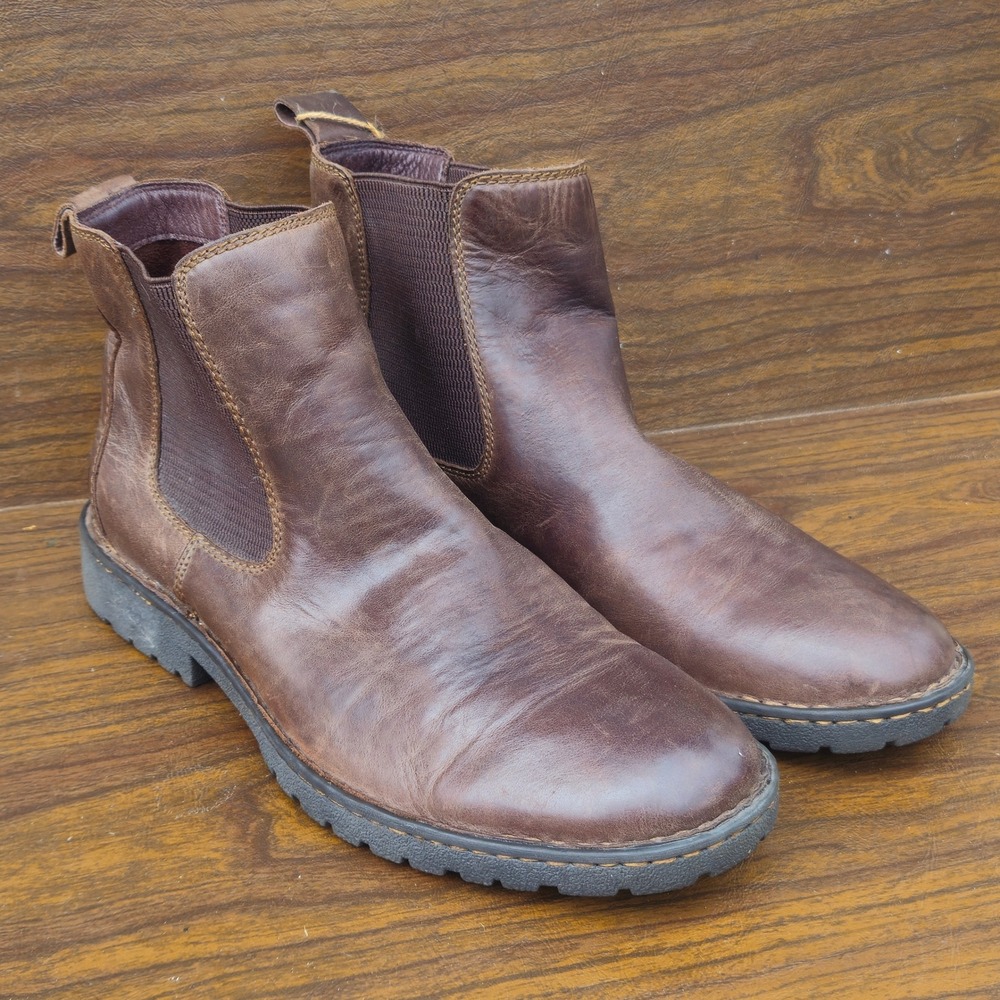 BORN Hemlock Mens 11.5 M Brown Leather Chelsea Boots Pull On Comfort Lug Sole